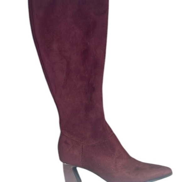 DKNY Elegant Burgundy Knee-High Boots - Picture 3 of 9